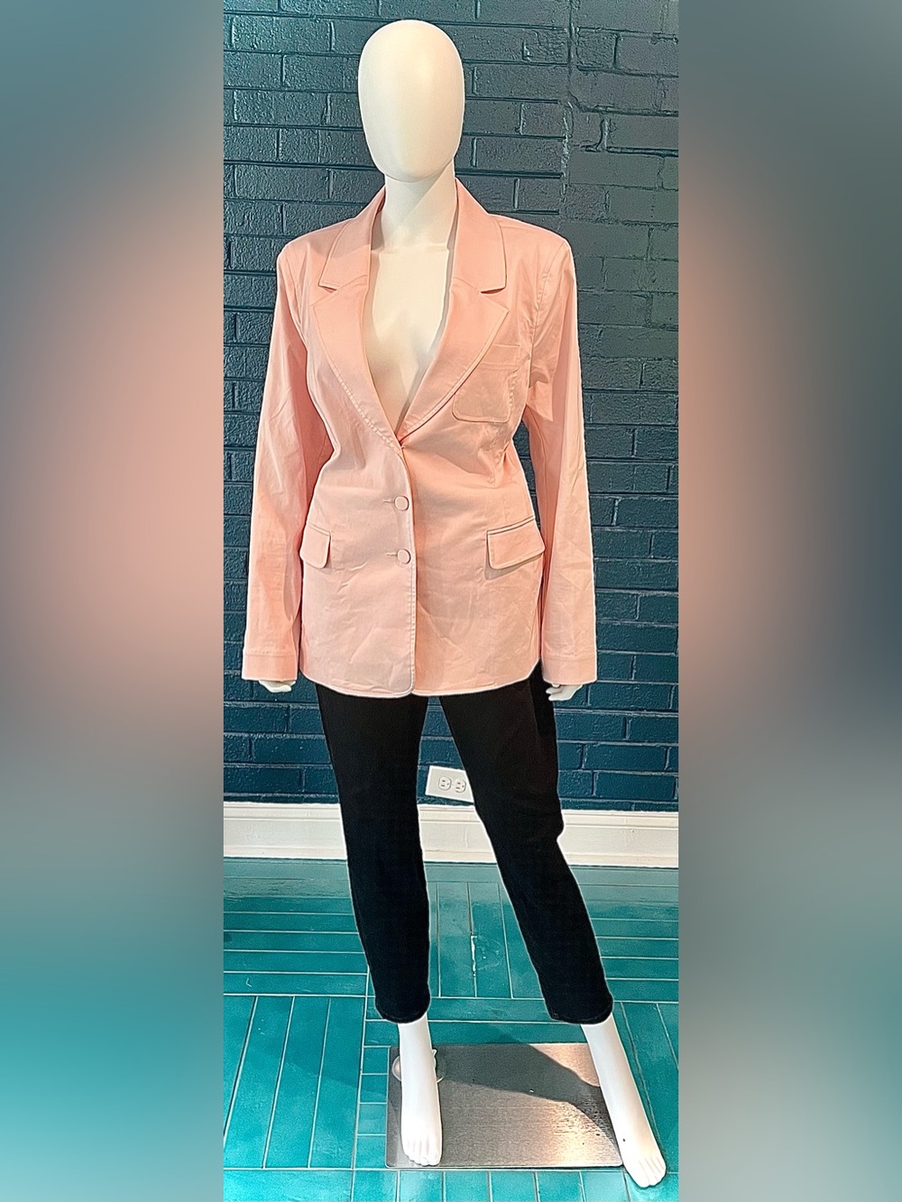 Women's Light Pink Single-Breasted Blazer Jacket